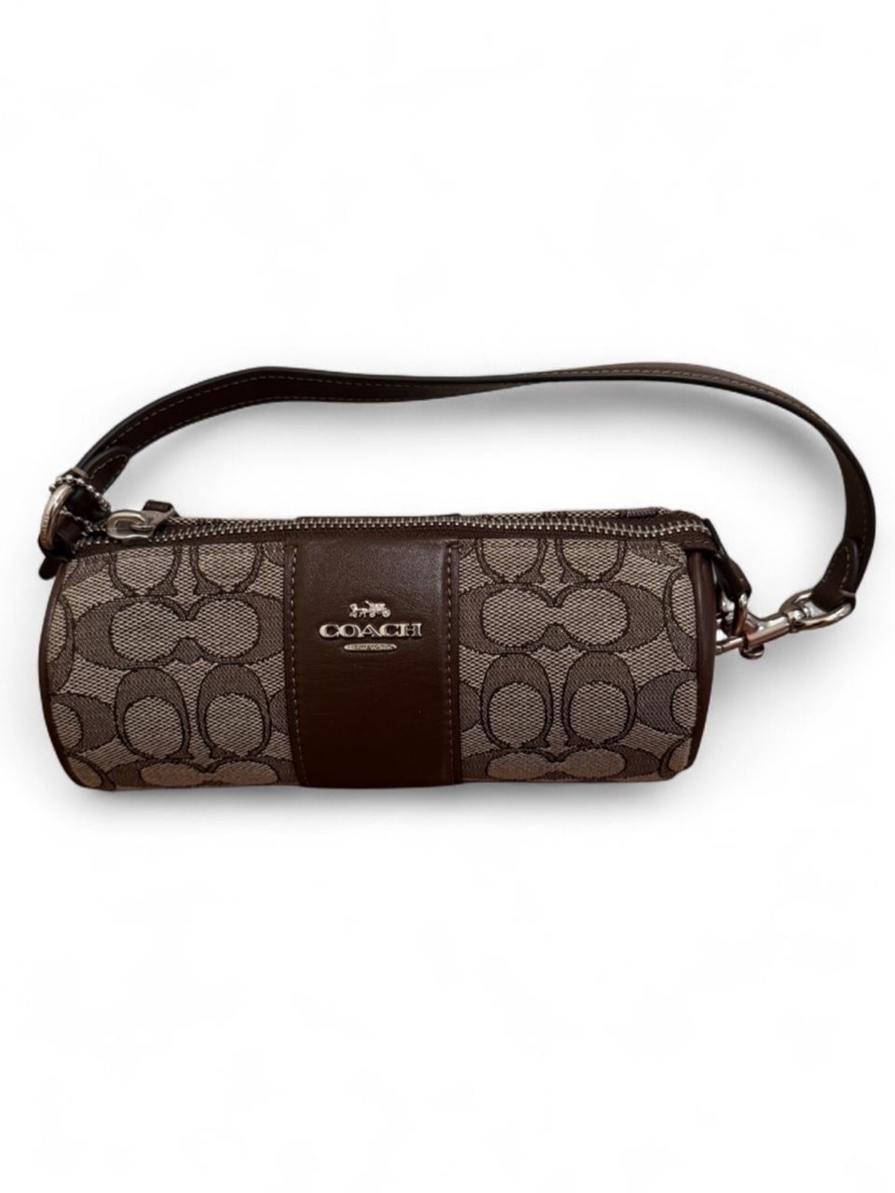 Coach Nolita Barrel Bag in Oak Maple Signature jacquard designer